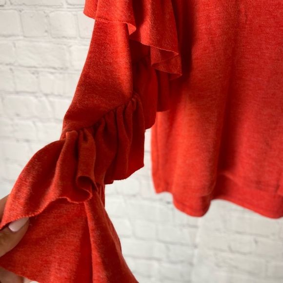 THML Red Ruffle Sleeve Sweater - Picture 8 of 15